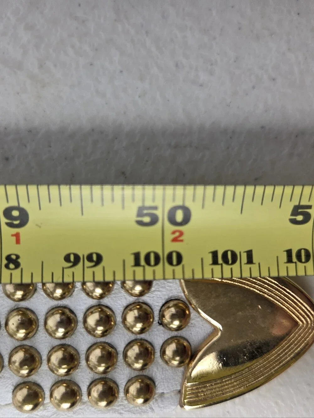 Sand Castle White Belt Studded Gold Buckle Vintage Womens